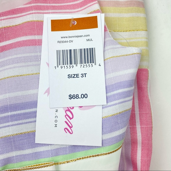 BONNIE JEAN Toddler Little Girls Striped Linen Spring Dress NWT - Picture 10 of 12